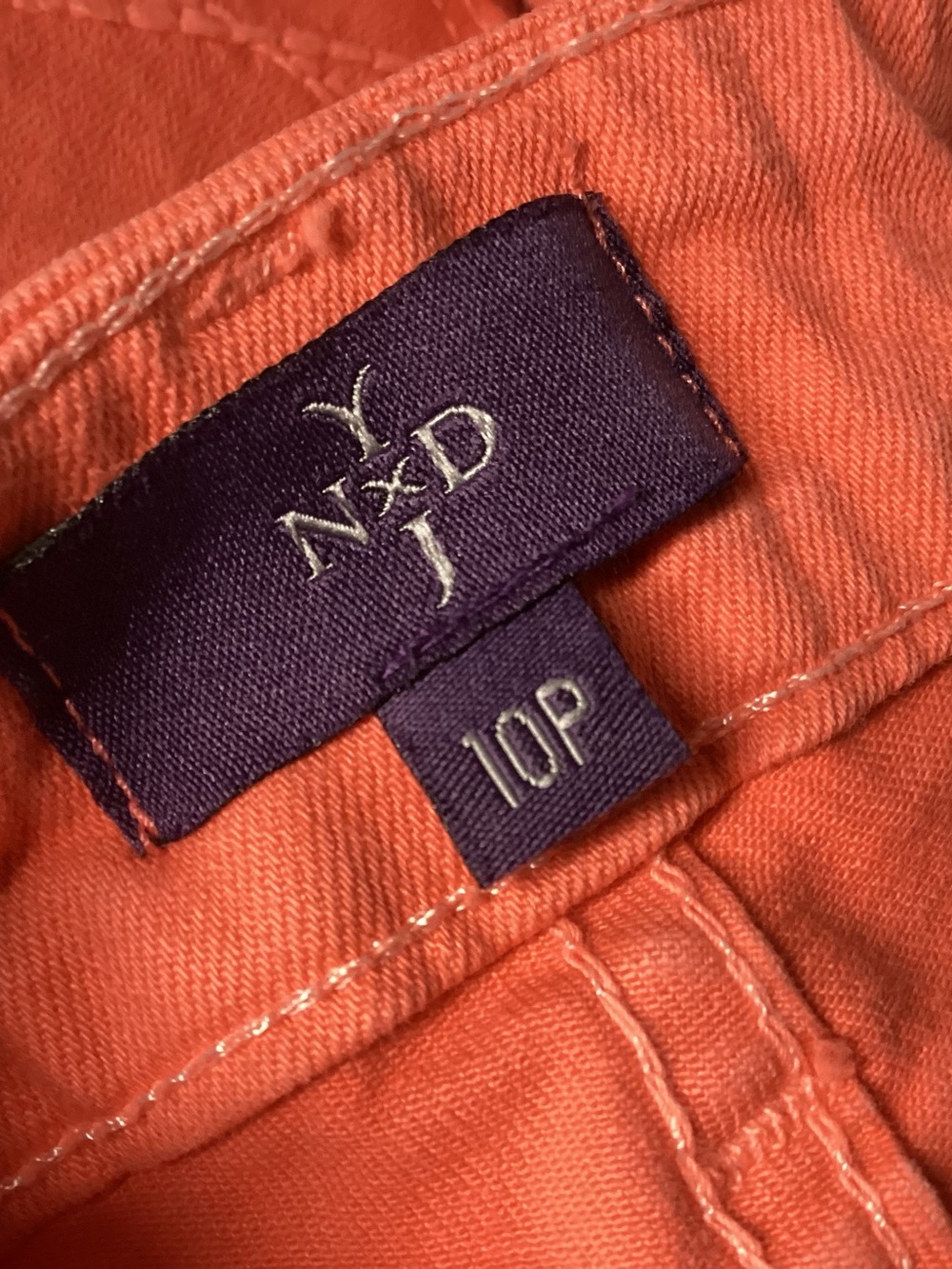 NYDJ Alina Orange Coral Denim Leggings 10P - Picture 8 of 11